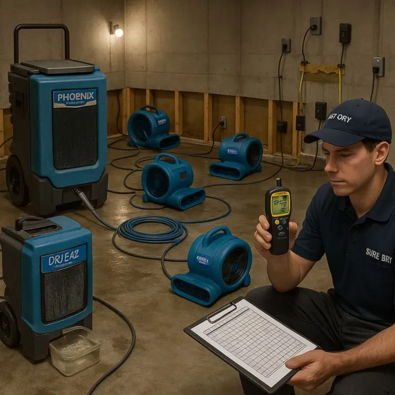 Structural Drying and Dehumidification process in Pomona, CA